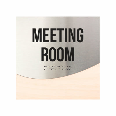 Meeting Room Door Sign - Stainless Steel & Wood Door Plate "Jure" Design