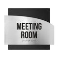 Door Signs - Meeting Room Signs - Stainless Steel & Wood Plate - "Wave" Design - Photo #1