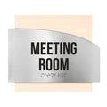 Door Signs - Meeting Room Signs - Stainless Steel & Wood Plate - "Wave" Design - Photo #3
