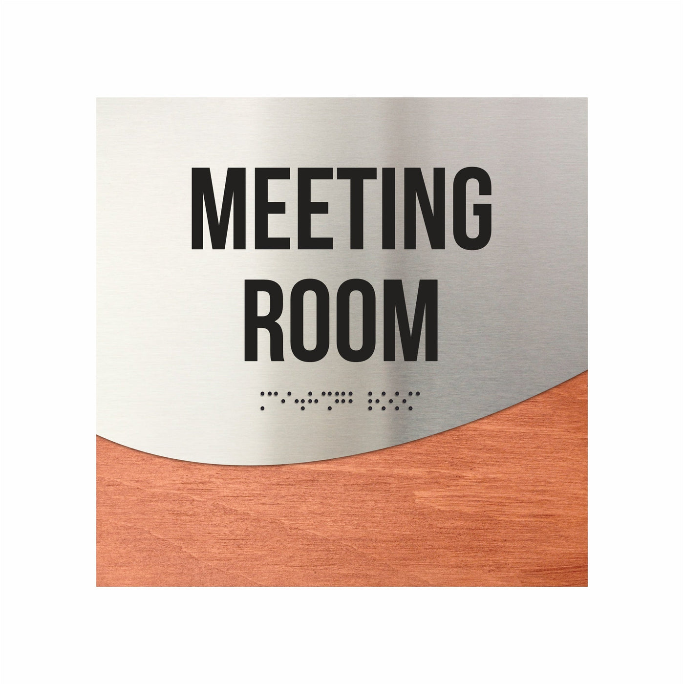 Meeting Room Door Sign - Stainless Steel & Wood Door Plate "Jure" Design