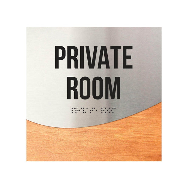 Private Room Door Sign - Stainless Steel & Wood Door Plate "Jure" Design