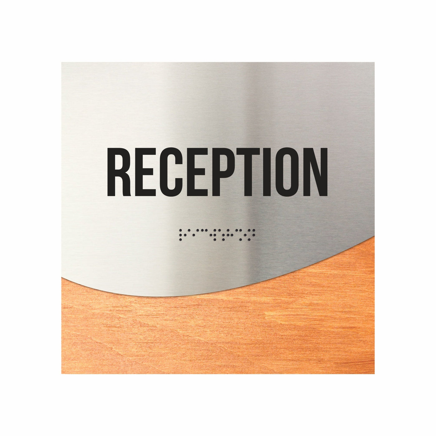 Reception Sign - Stainless Steel & Wood Door Plate "Jure" Design