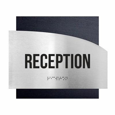 Door Signs - Reception Signs - Stainless Steel & Wood Plate - "Wave" Design