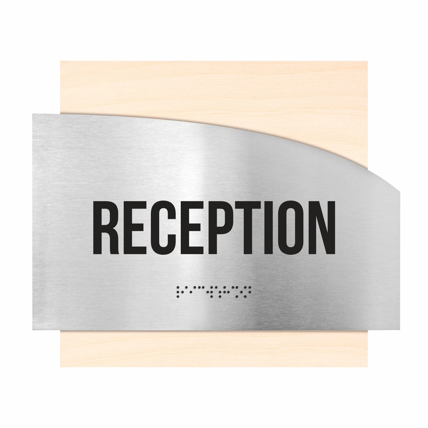 Door Signs - Reception Signs - Stainless Steel & Wood Plate - "Wave" Design