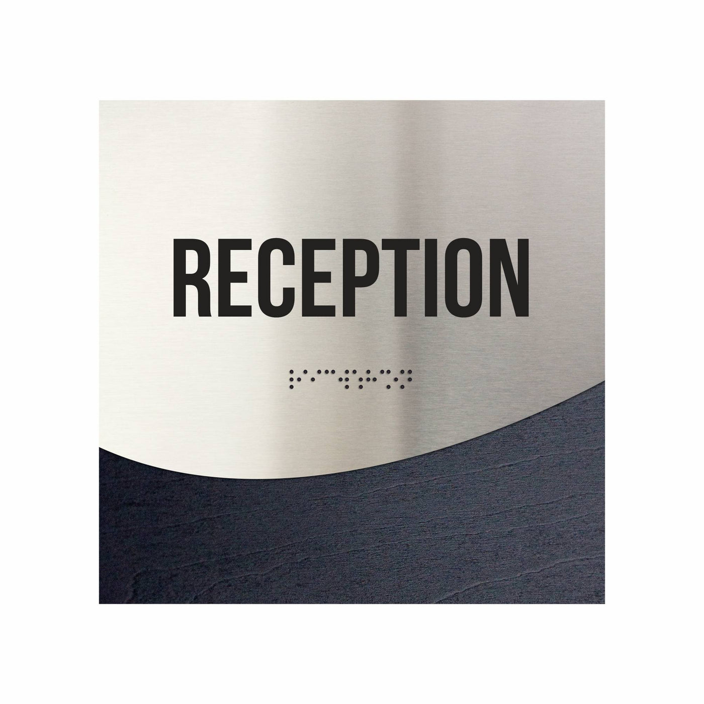 Reception Sign - Stainless Steel & Wood Door Plate "Jure" Design