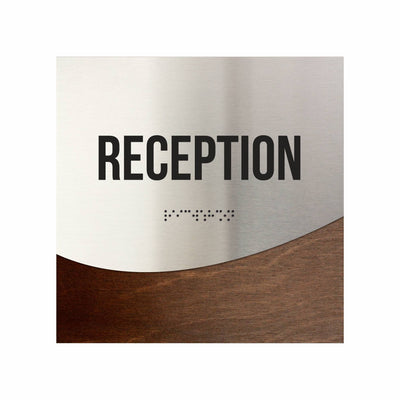 Reception Sign - Stainless Steel & Wood Door Plate "Jure" Design