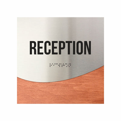 Reception Sign - Stainless Steel & Wood Door Plate "Jure" Design