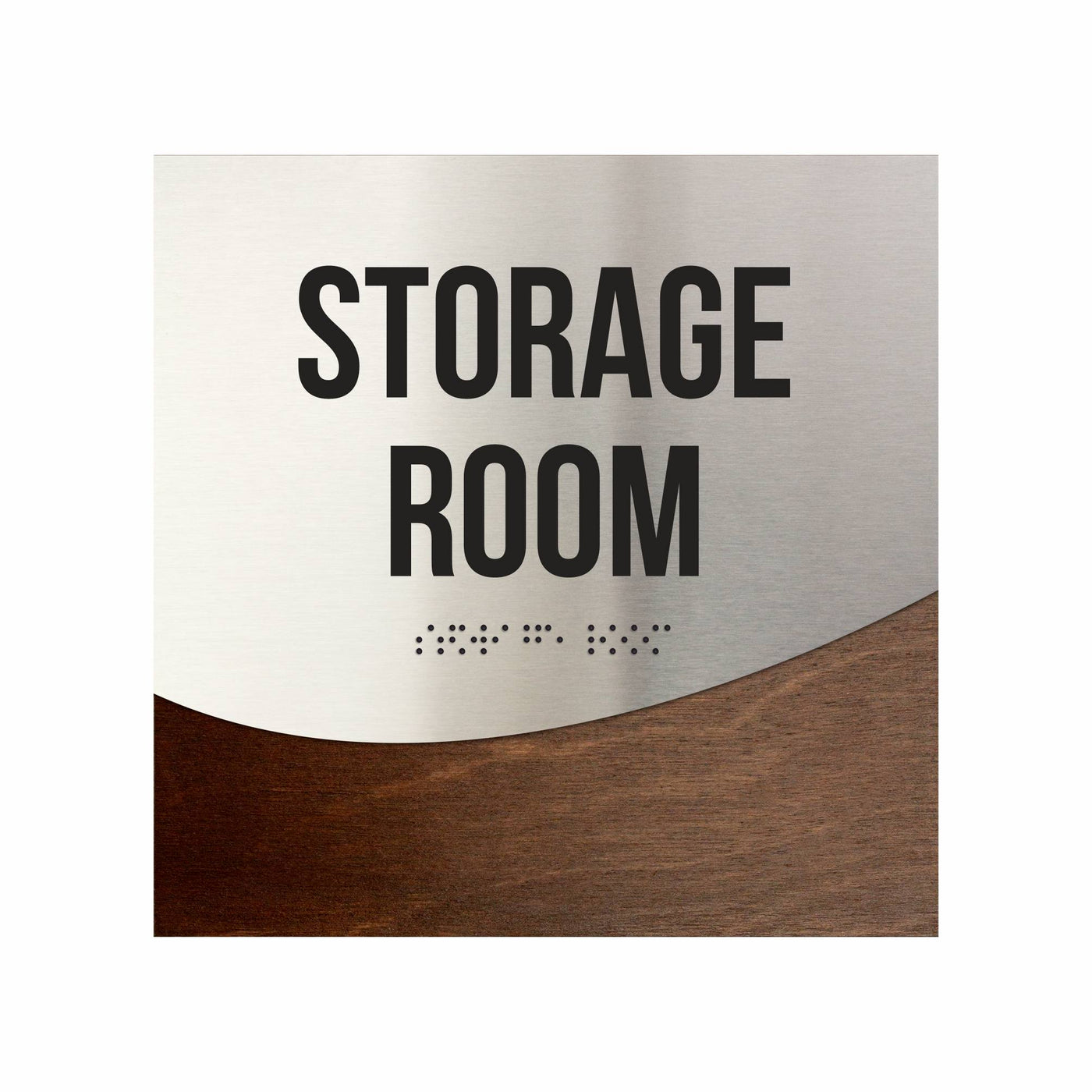 Storage Room Door Sign - Stainless Steel & Wood Door Plate "Jure" Design