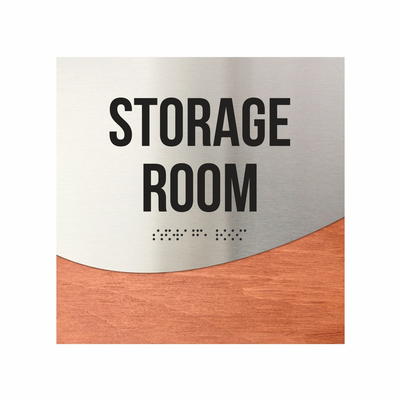 Storage Room Door Sign - Stainless Steel & Wood Door Plate "Jure" Design