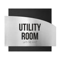 Door Signs - Utility Room Signs - Stainless Steel & Wood Plate - "Wave" Design - Photo #14