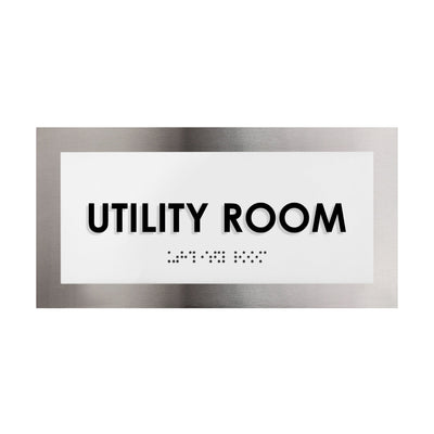 Door Signs - Utility Room Door Sign - Stainless Steel Plate - "Modern" Design