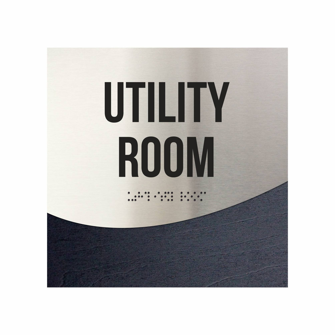 Utility Room Door Sign - Stainless Steel & Wood Door Plate "Jure" Design