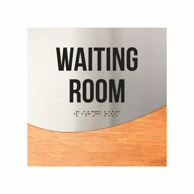 Waiting Room Door Sign - Stainless Steel & Wood Door Plate "Jure" Design