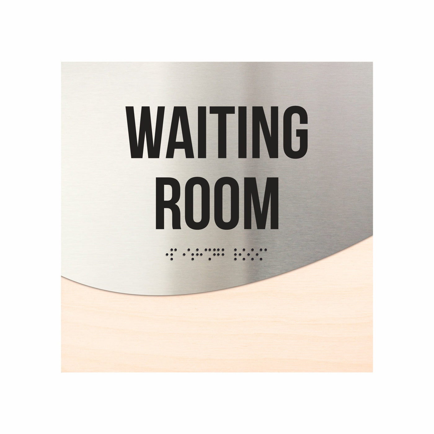 Waiting Room Door Sign - Stainless Steel & Wood Door Plate "Jure" Design