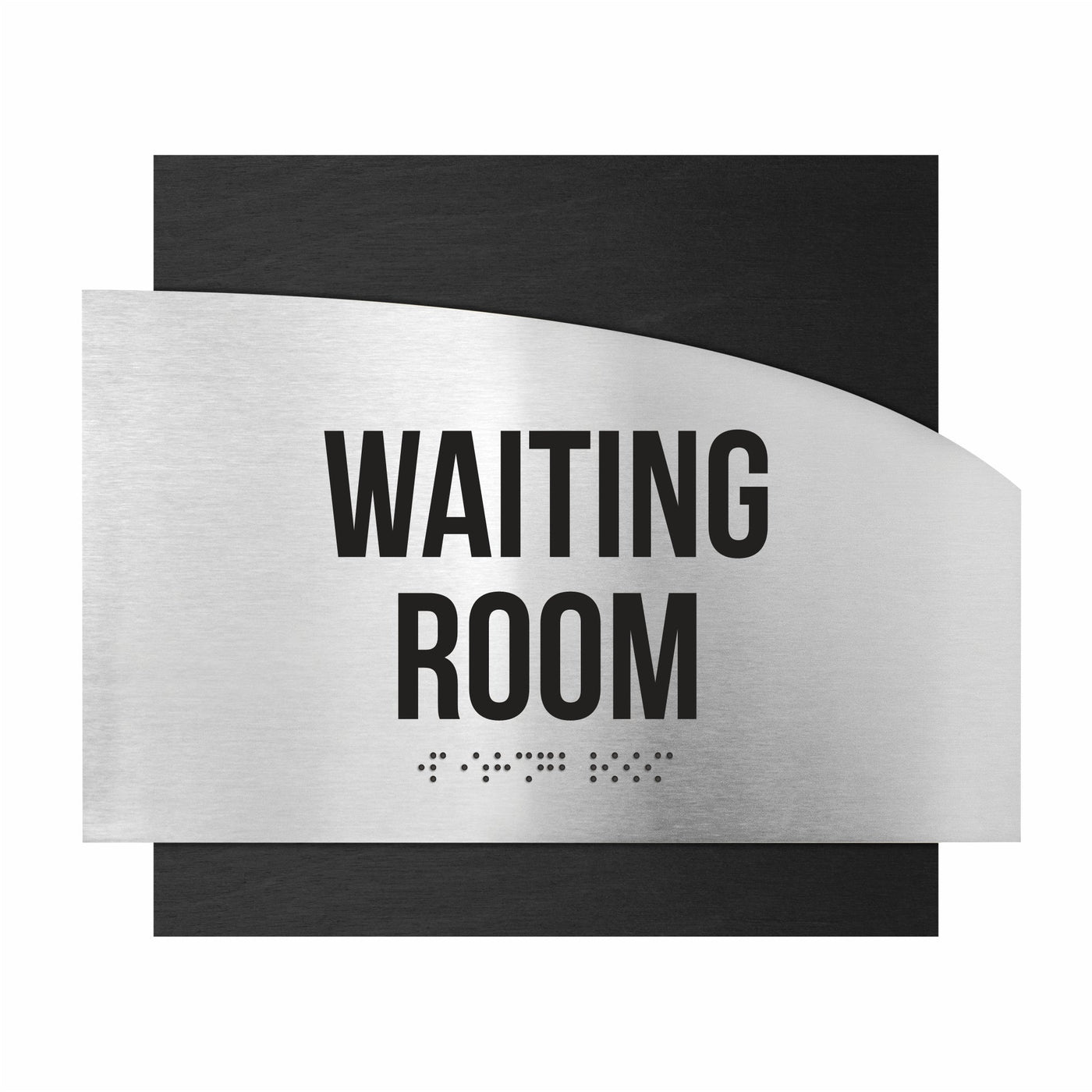 Door Signs - Waiting Room Signs - Stainless Steel & Wood Plate - "Wave" Design