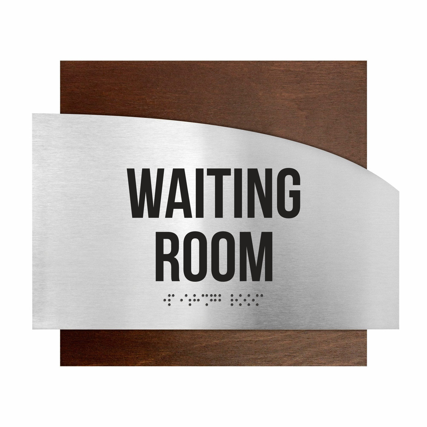 Door Signs - Waiting Room Signs - Stainless Steel & Wood Plate - "Wave" Design