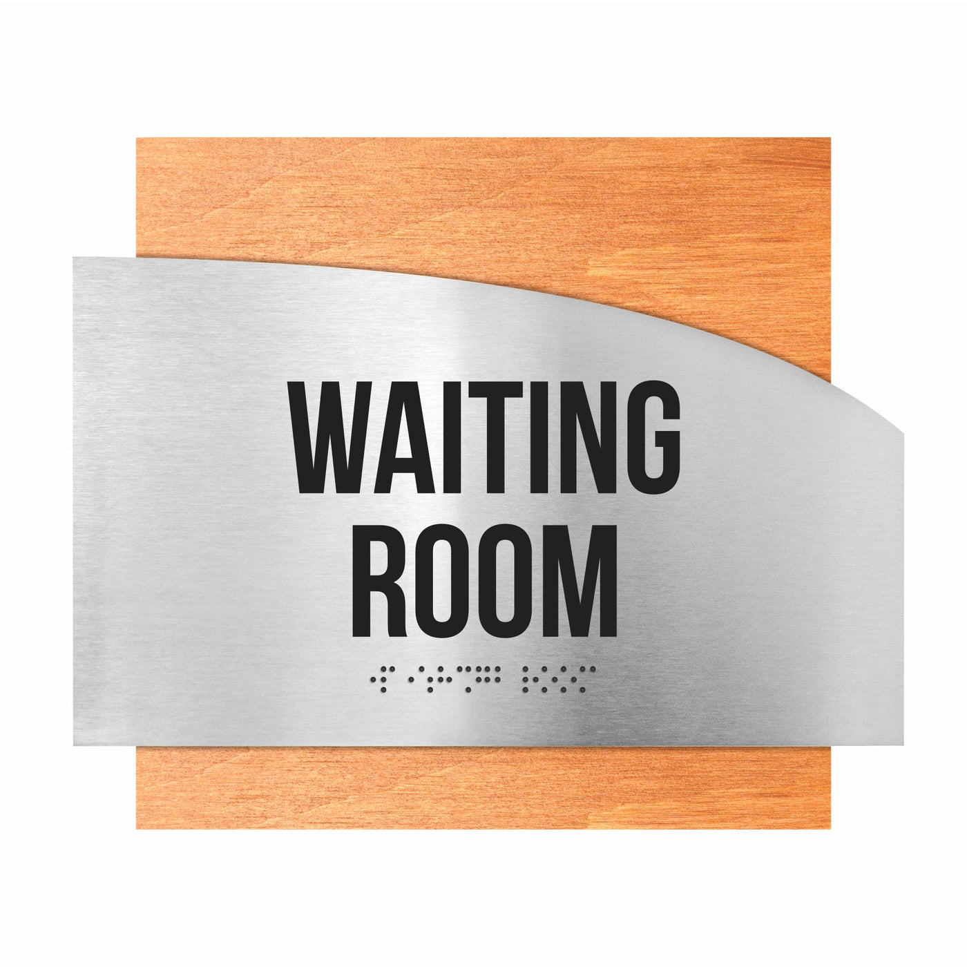 Door Signs - Waiting Room Signs - Stainless Steel & Wood Plate - "Wave" Design