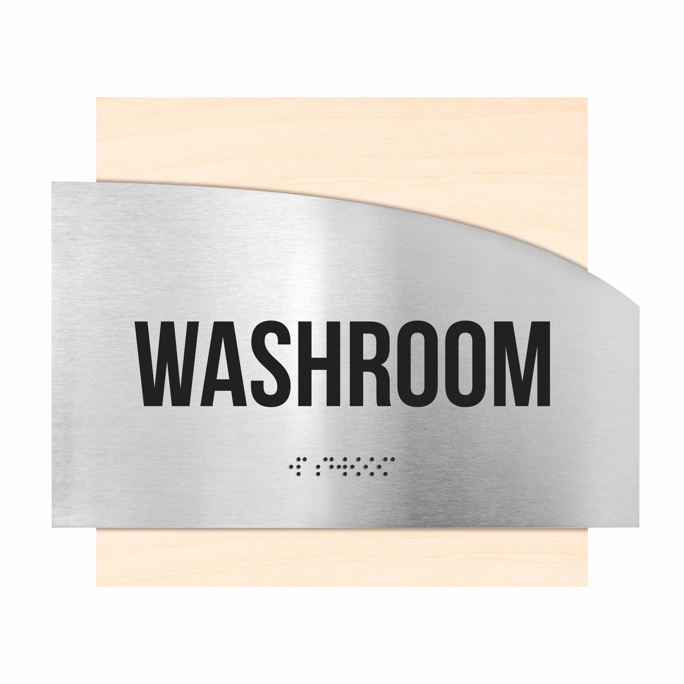 Door Signs - Washroom Signs - Stainless Steel & Wood Plate - "Wave" Design