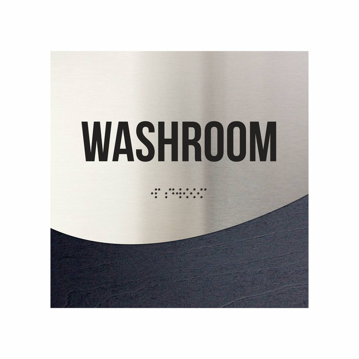 Washroom Door Sign - Stainless Steel & Wood Door Plate "Jure" Design