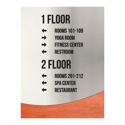 Wayfinding Directional Sign - Steel Wall Plate "Jure" Design