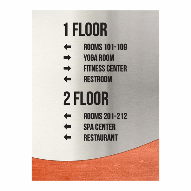 Wayfinding Directional Sign - Steel Wall Plate "Jure" Design