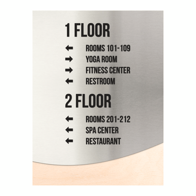 Wayfinding Directional Sign - Steel Wall Plate "Jure" Design