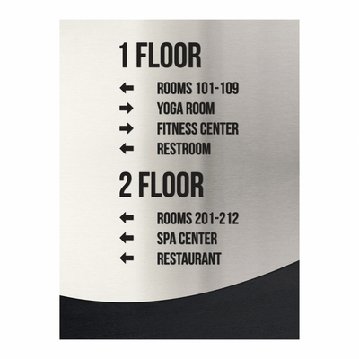 Wayfinding Directional Sign - Steel Wall Plate "Jure" Design