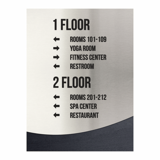 Wayfinding Directional Sign - Steel Wall Plate "Jure" Design