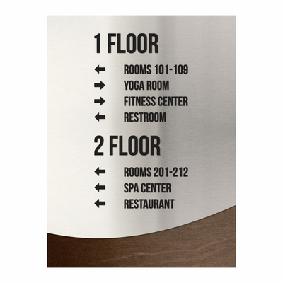 Wayfinding Directional Sign - Steel Wall Plate "Jure" Design