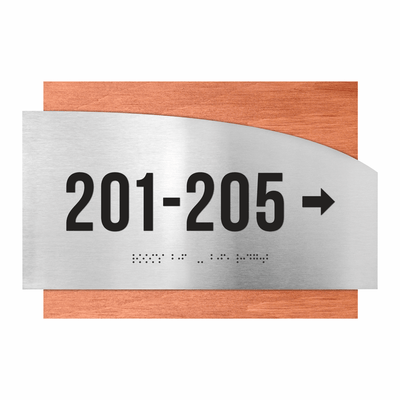 Directional Wayfinding Sign - Steel Wall Plate "Wave" Design