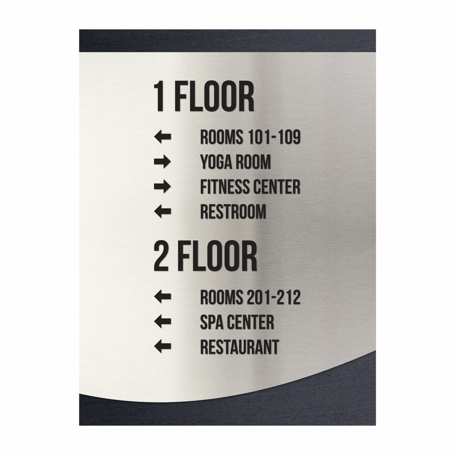 Wayfinding Directional Sign - Steel Wall Plate "Venture" Design