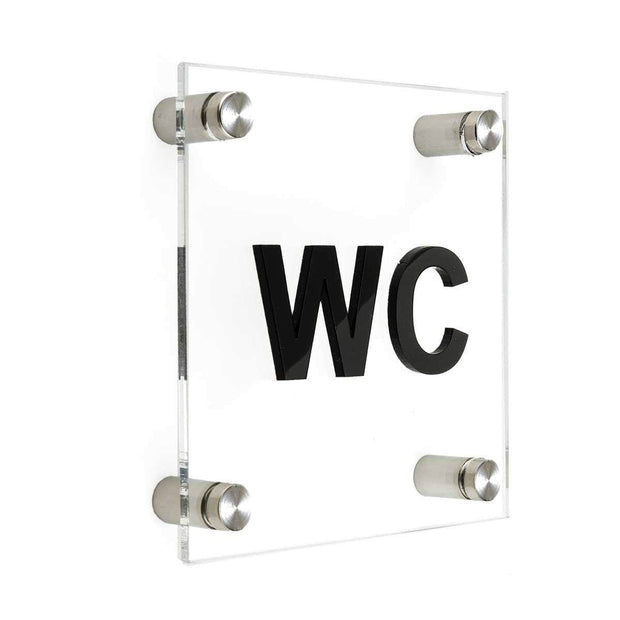 Acrylic Signs for Bathroom - WC Bathroom Signs black symbol Bsign