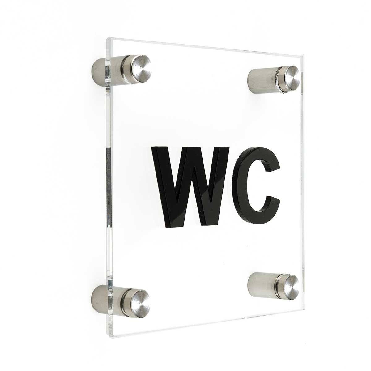 Acrylic Signs for Bathroom - WC Bathroom Signs black symbol Bsign