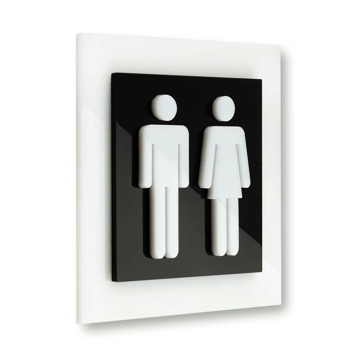 Acrylic Restroom Sign - All Gender Bathroom Signs black/white symbol Bsign