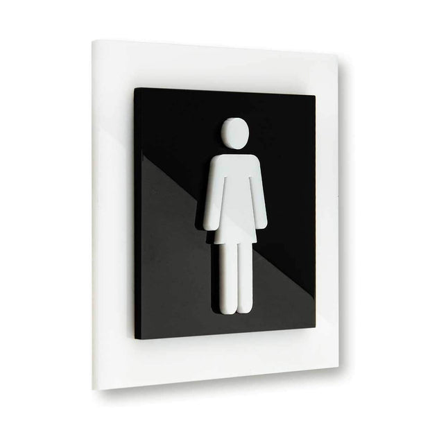 Acrylic Women Sign of Restroom Bathroom Signs black/white symbol Bsign