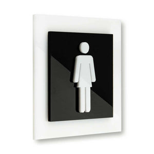 Acrylic Women Sign of Restroom Bathroom Signs black/white symbol Bsign