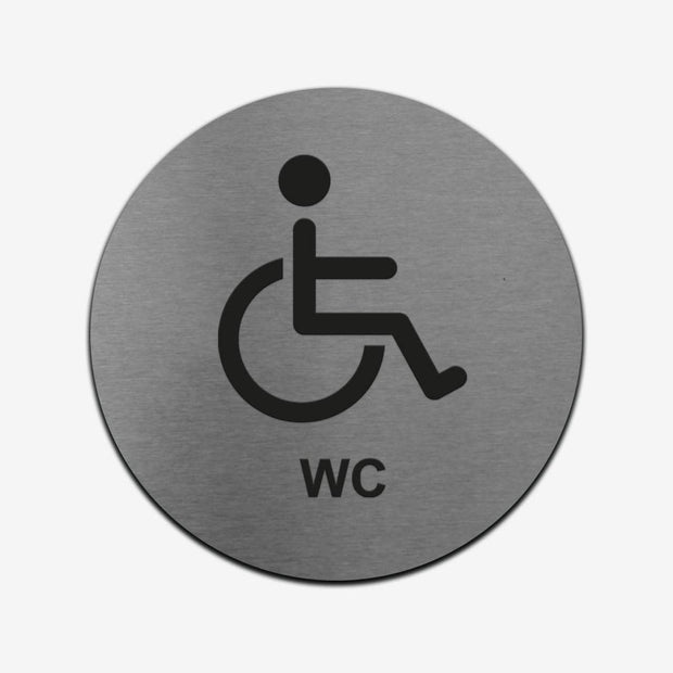 Disabled WC - Stainless Steel Sign Bathroom Signs circle Bsign