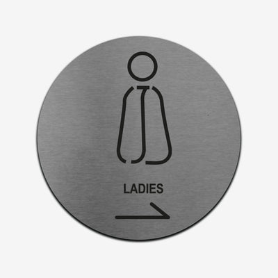 Ladies WC - Stainless Steel Sign Bathroom Signs circle Bsign