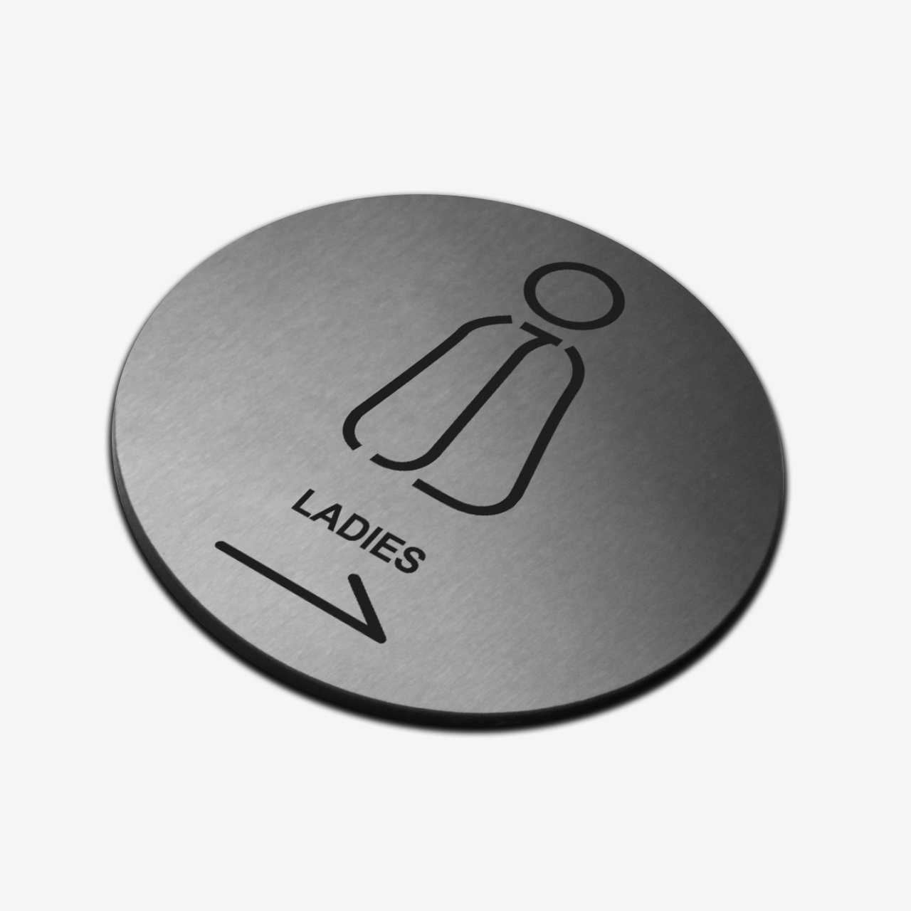 Ladies WC - Stainless Steel Sign Bathroom Signs circle Bsign