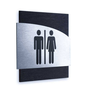 Steel Restrooms Signs Men & Women Bathroom Signs Anthracite Gray Bsign