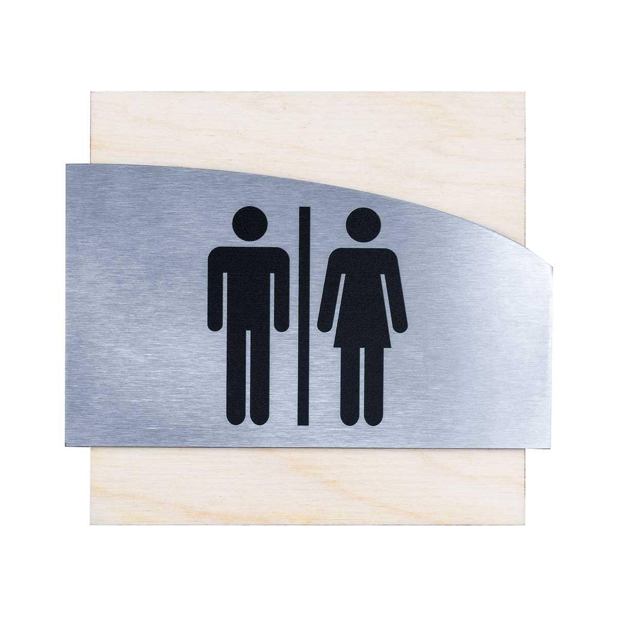 Steel Restrooms Signs Men & Women Bathroom Signs Natural wood Bsign