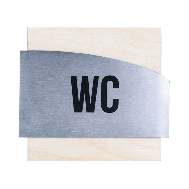 Steel WC Sign of Restroom Bathroom Signs Natural wood Bsign