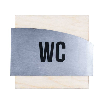 Steel WC Sign of Restroom Bathroom Signs Natural wood Bsign