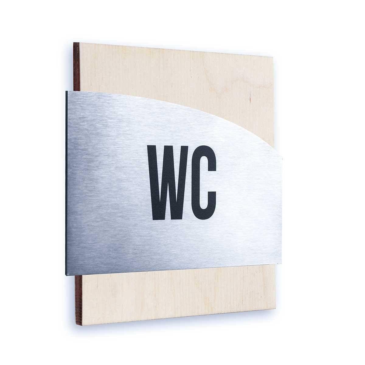 Steel WC Sign of Restroom Bathroom Signs Natural wood Bsign