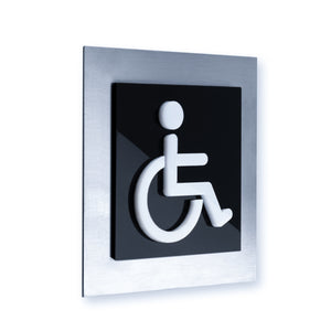 Steel Wheelchair Toilet Bathroom Sign Bathroom Signs black / white pictogram Bsign