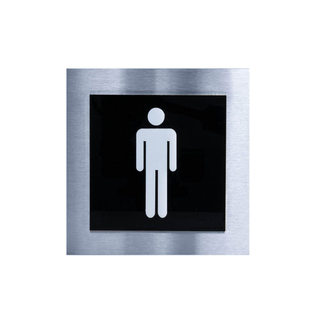 Steel Bathrooms Door Signs for Man black / white pictogram Bsign