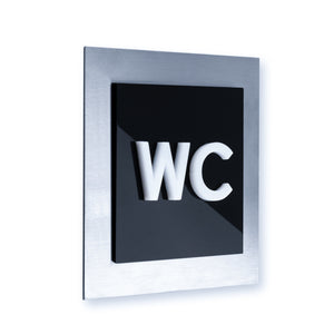 Steel WC Sign for Bathroom Bathroom Signs black / white letters Bsign