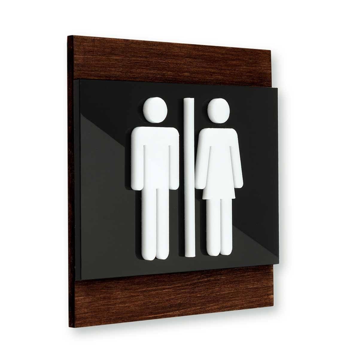 Wood All Gender Bathroom Signs Indian Rosewood Bsign