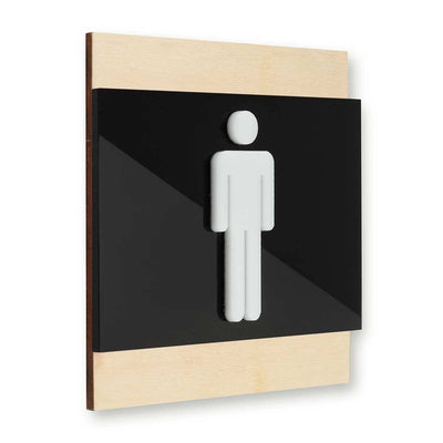 Wood Restroom Sign for Man Bathroom Signs Natural wood Bsign