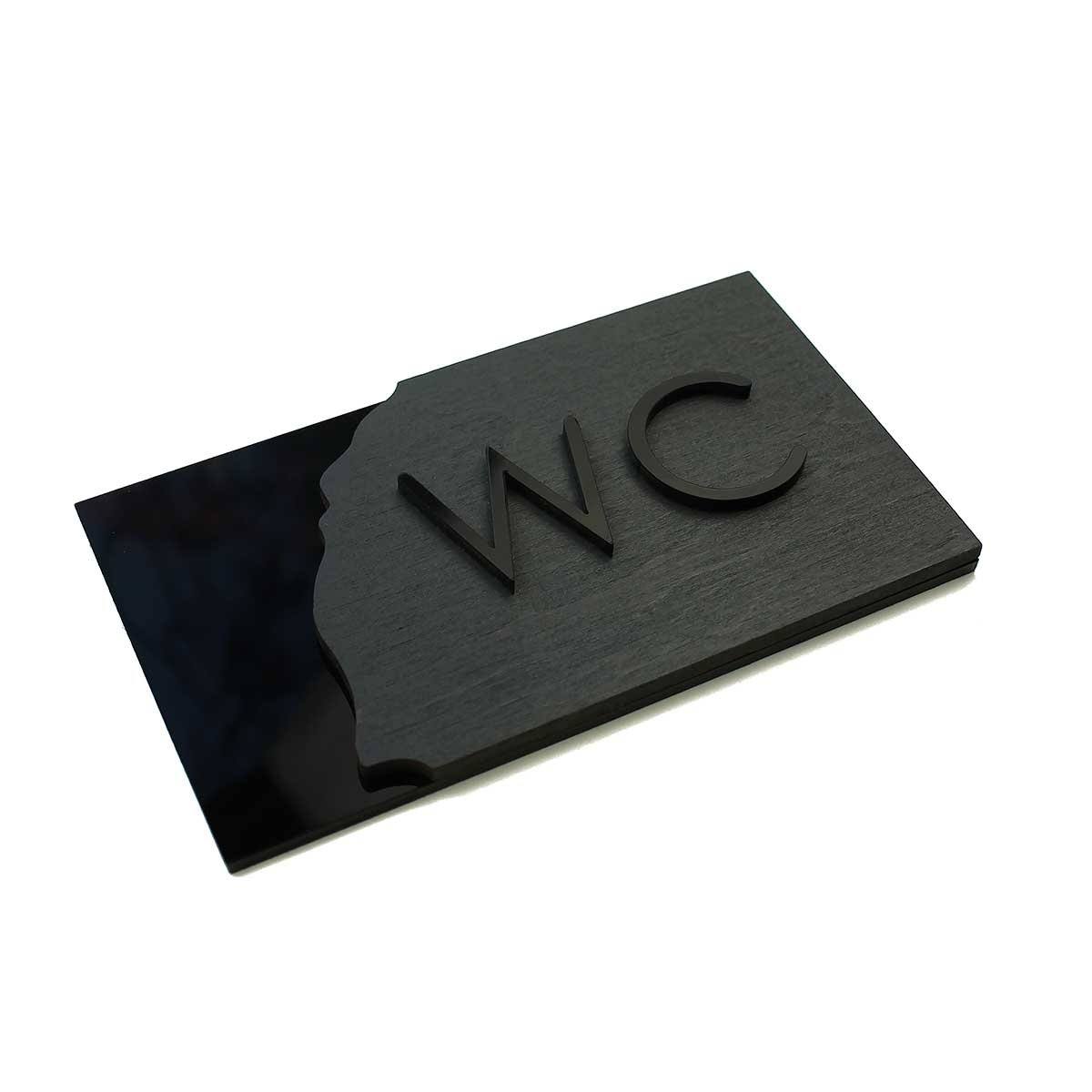 Wood WC Sign for Restroom Bathroom Signs Anthracite Gray Bsign